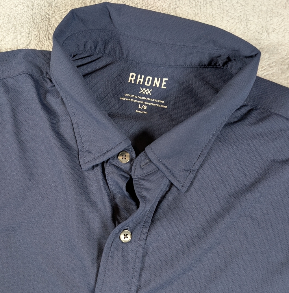 RHONE Men's Navy Blue Button Down Shirt